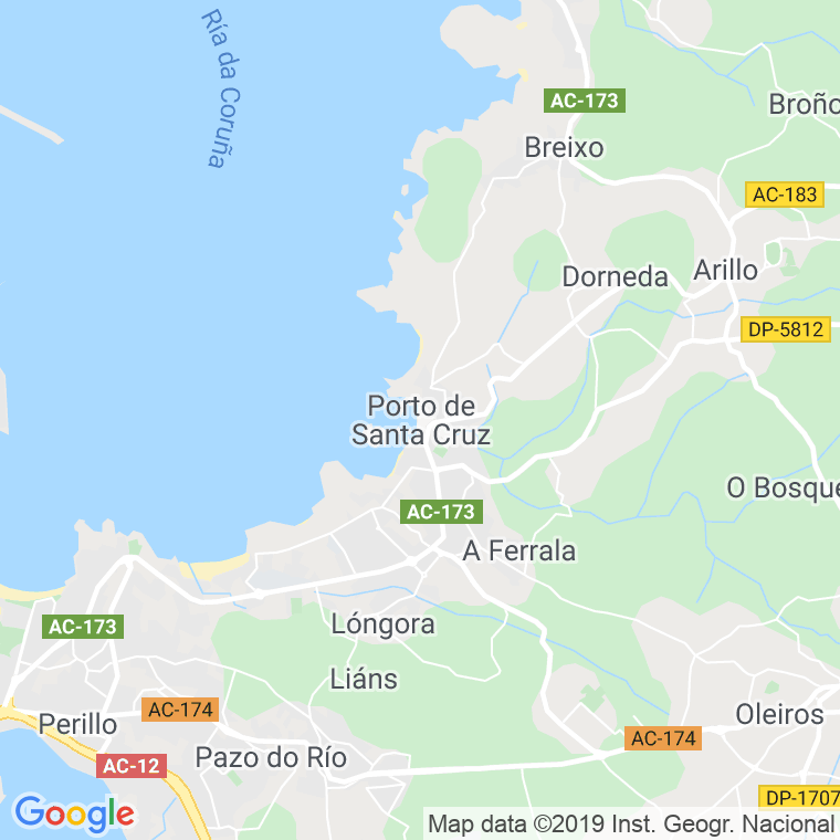 Código Postal de Coruxo De Abaixo (Porto Santa Cruz) en Coruña