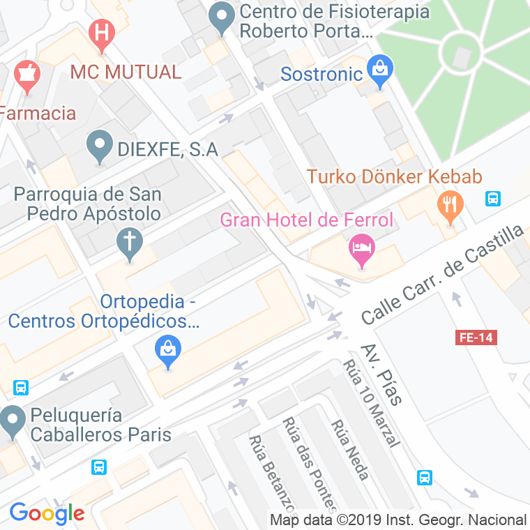 Código Postal calle Pintor Perez Villaamil en Ferrol