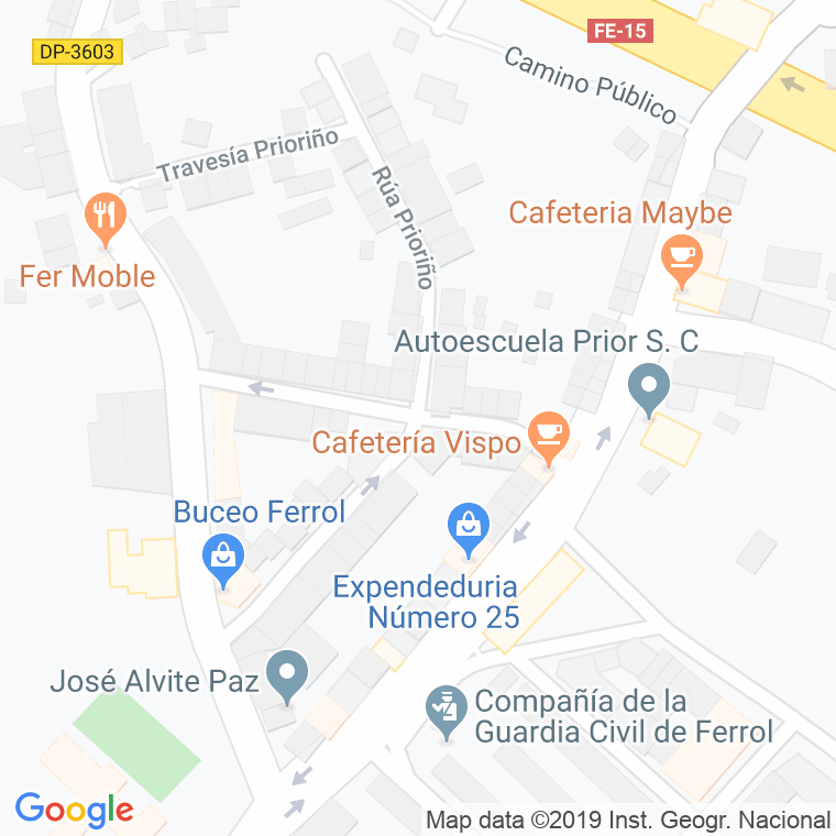 Código Postal calle Penas De Guitin en Ferrol