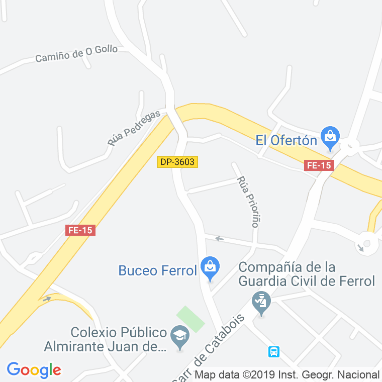 Código Postal calle Prioriño en Ferrol
