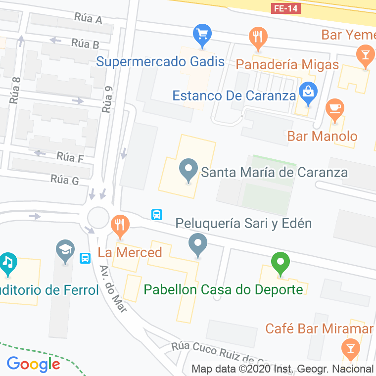 Código Postal calle Colegio Santa Maria De Caranza en Ferrol