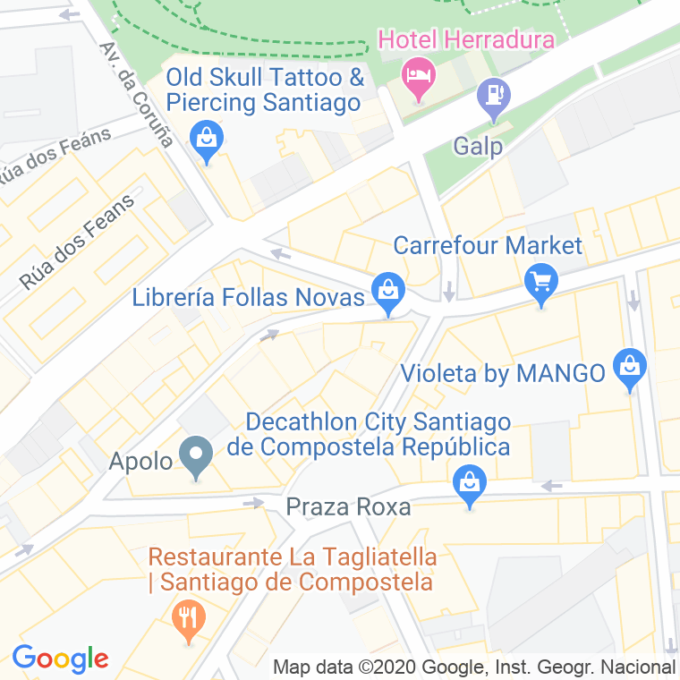 Código Postal calle Cantarran en Santiago de Compostela
