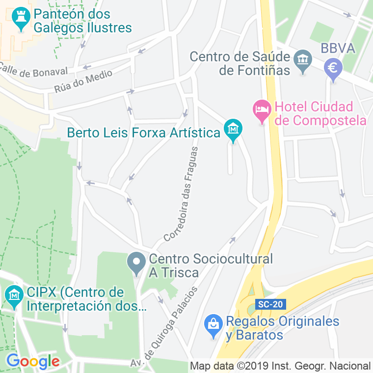Código Postal calle Fraguas en Santiago de Compostela