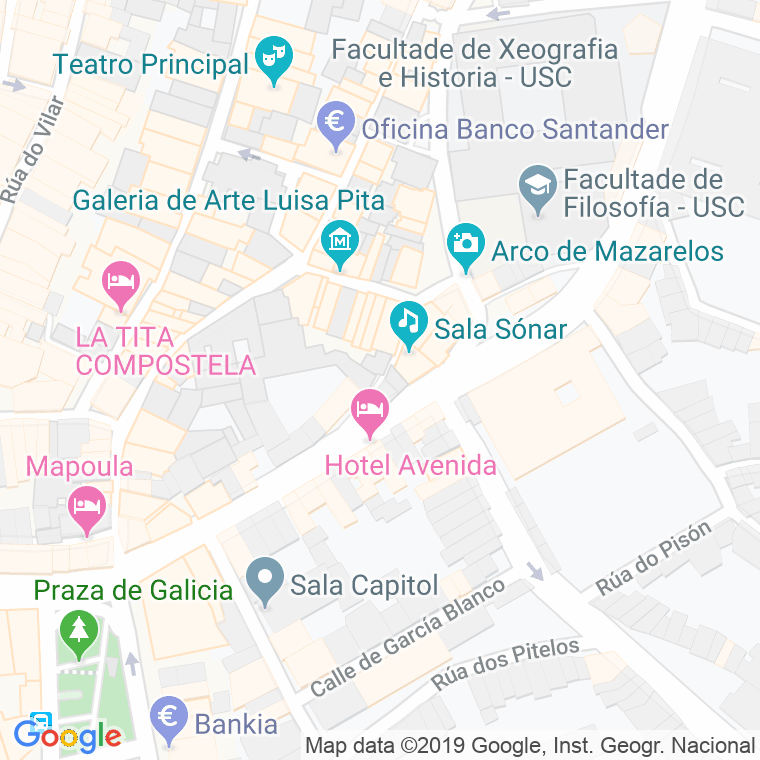 Código postal de Gramaticos, Dos, Transito en Santiago de Compostela