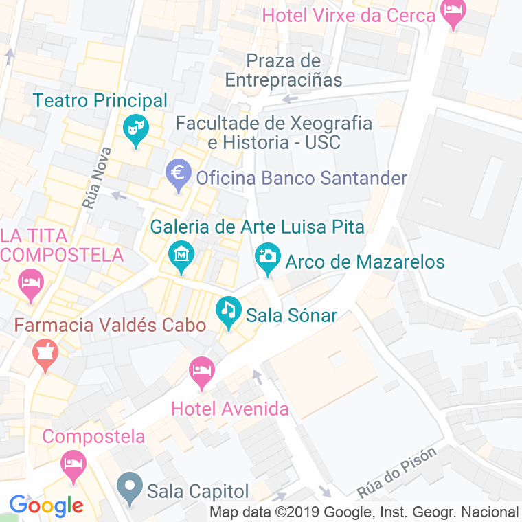 Código Postal calle Mazarelos, praza en Santiago de Compostela