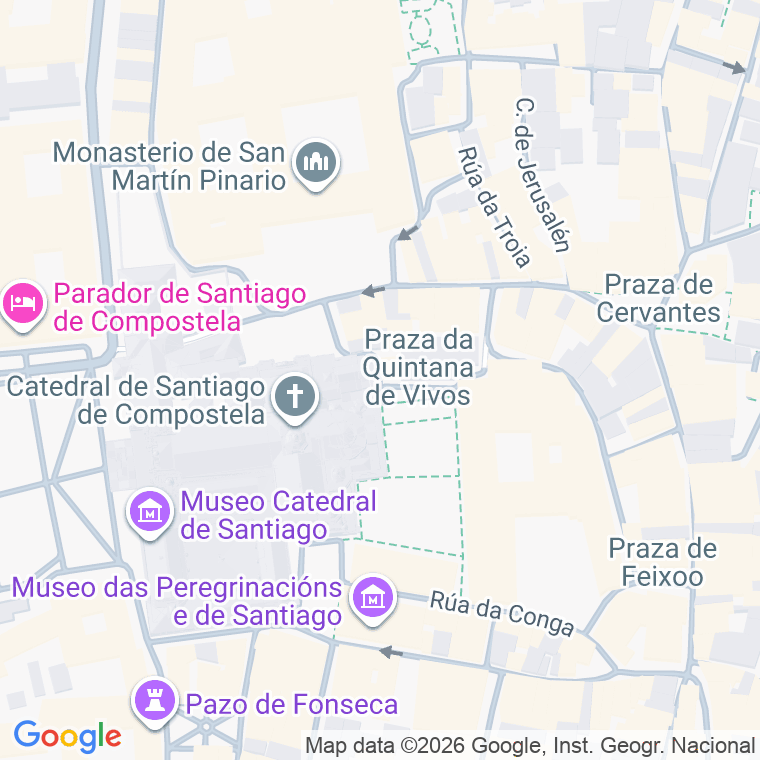 Código postal de Praza Quintana de Vivos (da) en Santiago de Compostela