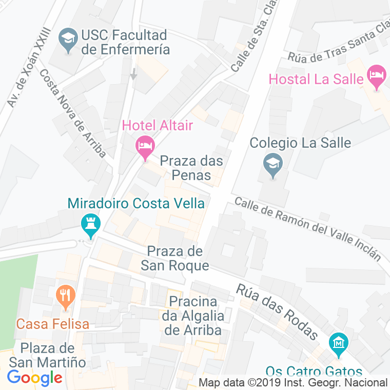 Código Postal calle Penas, Das, praciña en Santiago de Compostela