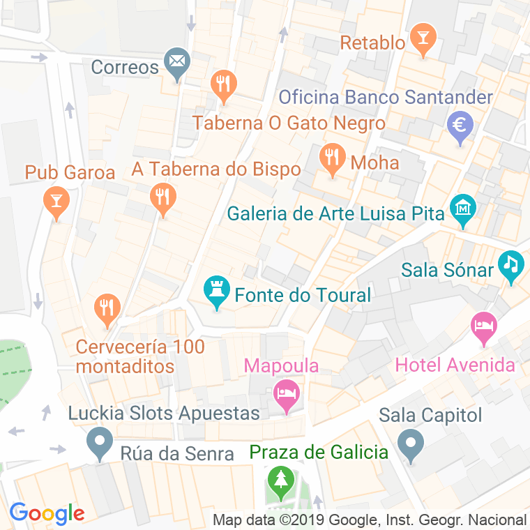 Código Postal calle Entrerruas, De, ruela en Santiago de Compostela