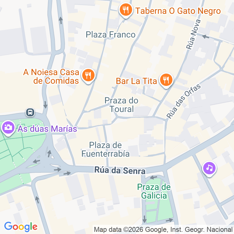 Código postal de Toural, Praza en Santiago de Compostela
