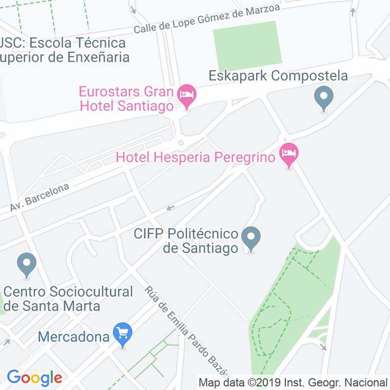 Código Postal calle Espiñeira en Santiago de Compostela