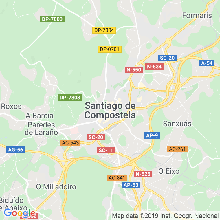 Código Postal calle Codigo Correspondencia Administracion De Correos Y Telegrafos en Santiago de Compostela
