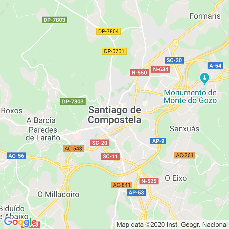 Código Postal calle Codigo Correspondencia Para Organismos Oficiales en Santiago de Compostela