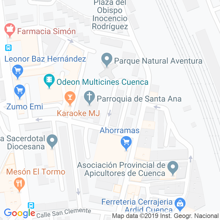 Código Postal calle Virgen Del Sagrario en Cuenca