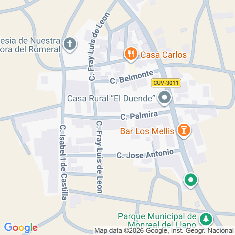 Código postal de Calle Palmira en Monreal del Llano