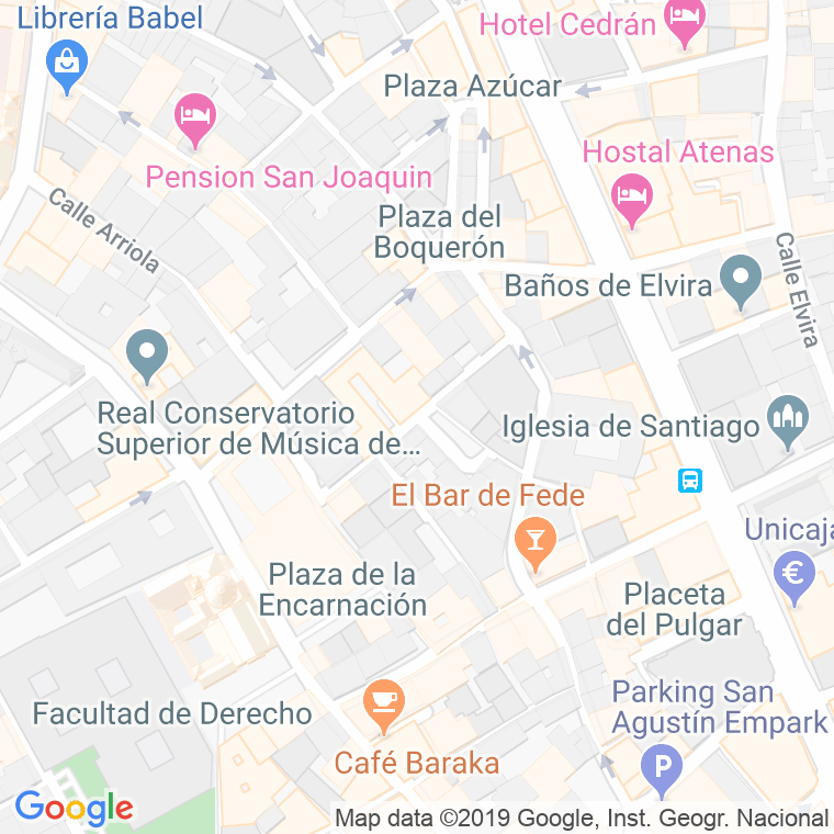Código Postal calle Cocheras De Santa Paula en Granada