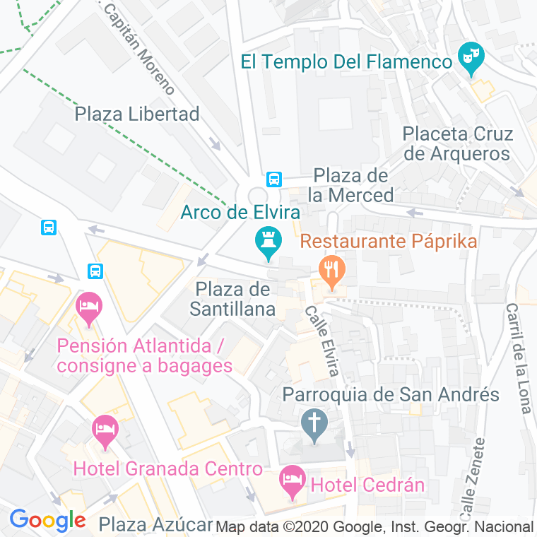 Código Postal calle Arco De Elvira, acera en Granada