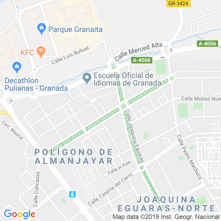 Código Postal calle Caseria De Aguirre en Granada