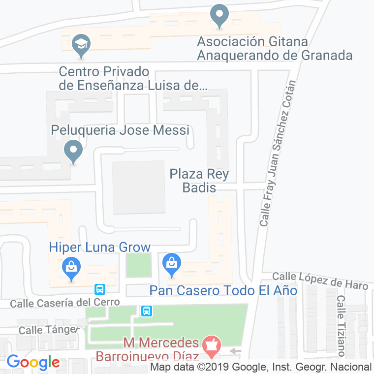 Código Postal calle Rey Badis, plaza en Granada