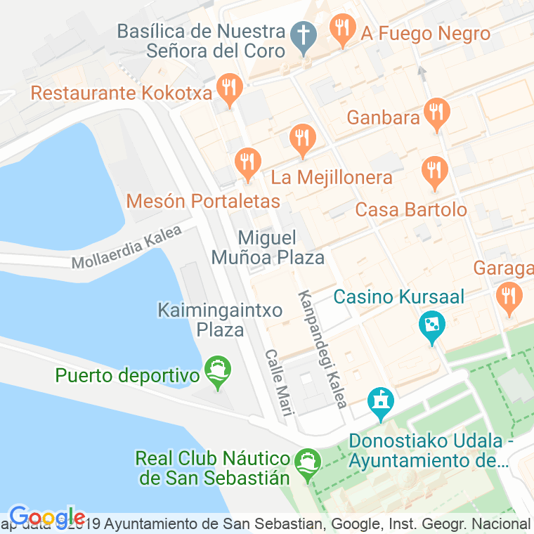 Código Postal calle Miguel Muñoa, plaza en Donostia-San Sebastian