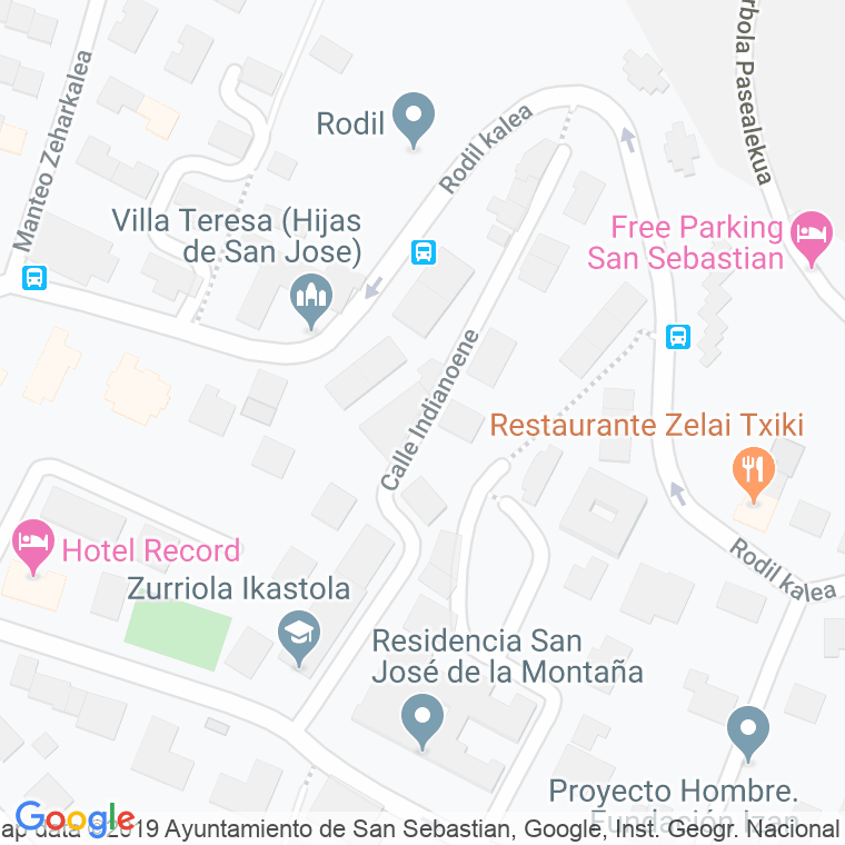 Código Postal calle Indiano-enea en Donostia-San Sebastian