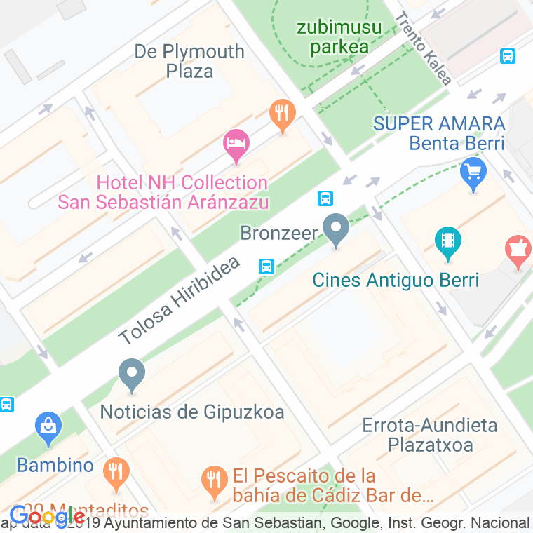 Código Postal calle Tolosa, avenida en Donostia-San Sebastian
