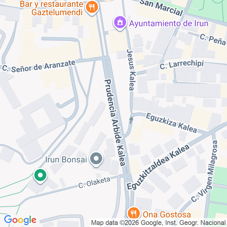 Código postal de Prudencia Arbide en Irún
