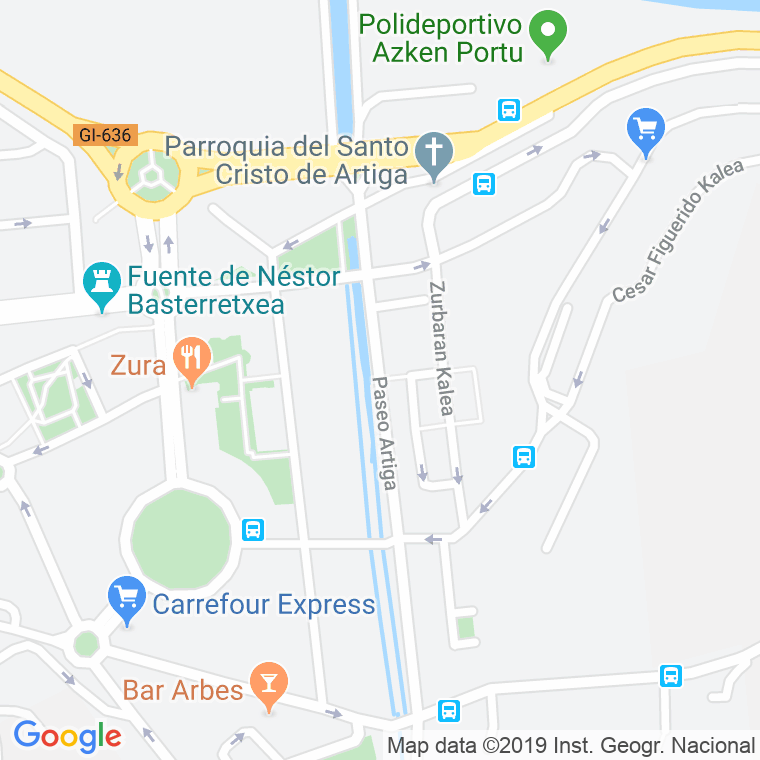 Código Postal calle Artiga, ibilbidea en Irún