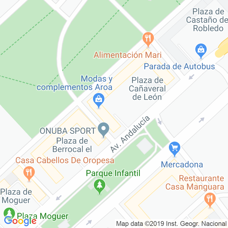 Código Postal calle Cañaveral De Leon, plaza en Huelva