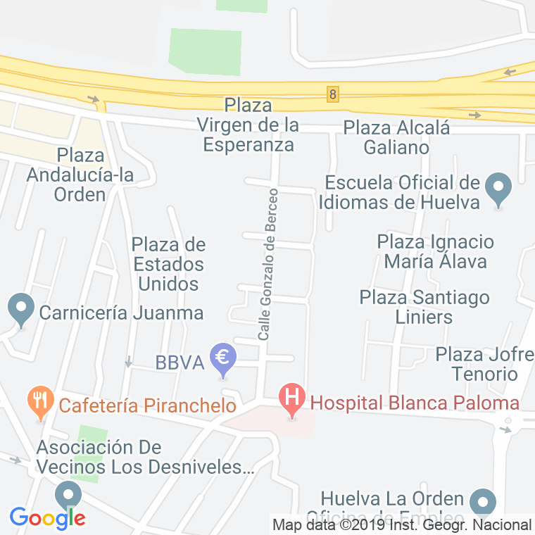 Código Postal calle Gonzalo De Berceo en Huelva