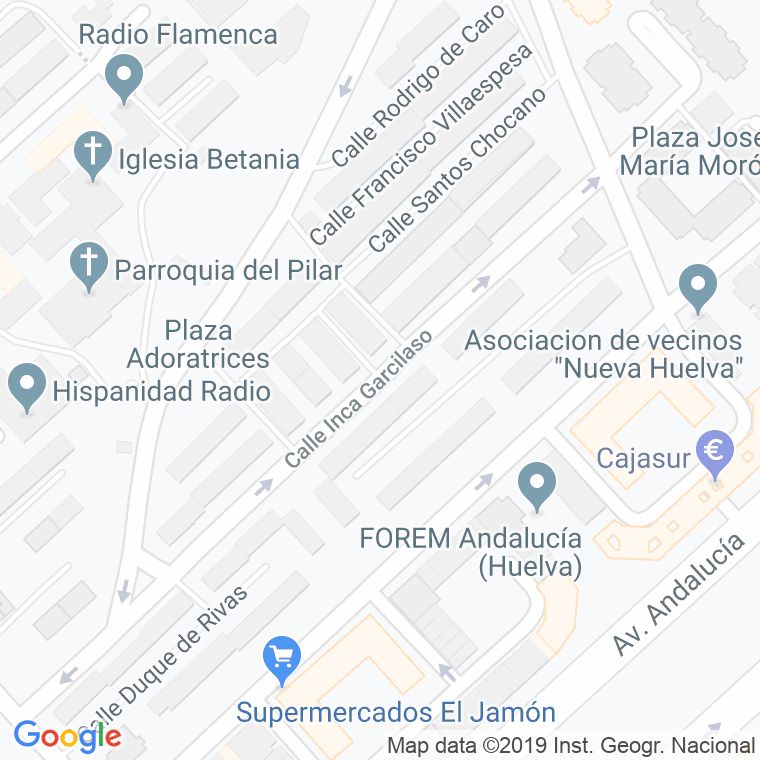 Código Postal calle Inca Garcilaso en Huelva