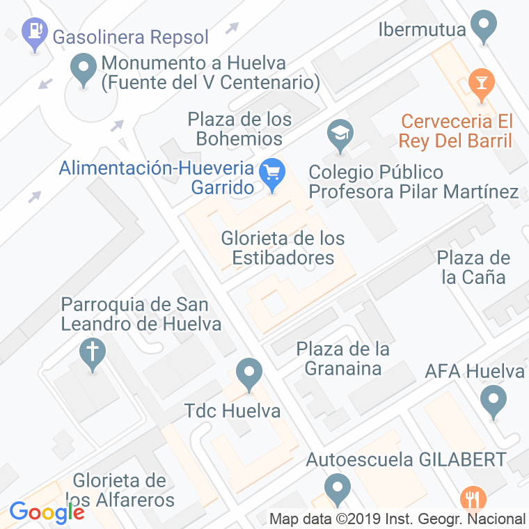 Código Postal calle Estibadores, glorieta en Huelva
