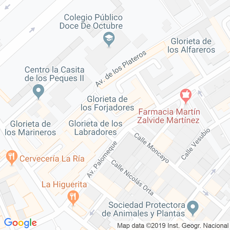 Código Postal calle Forjadores, glorieta en Huelva
