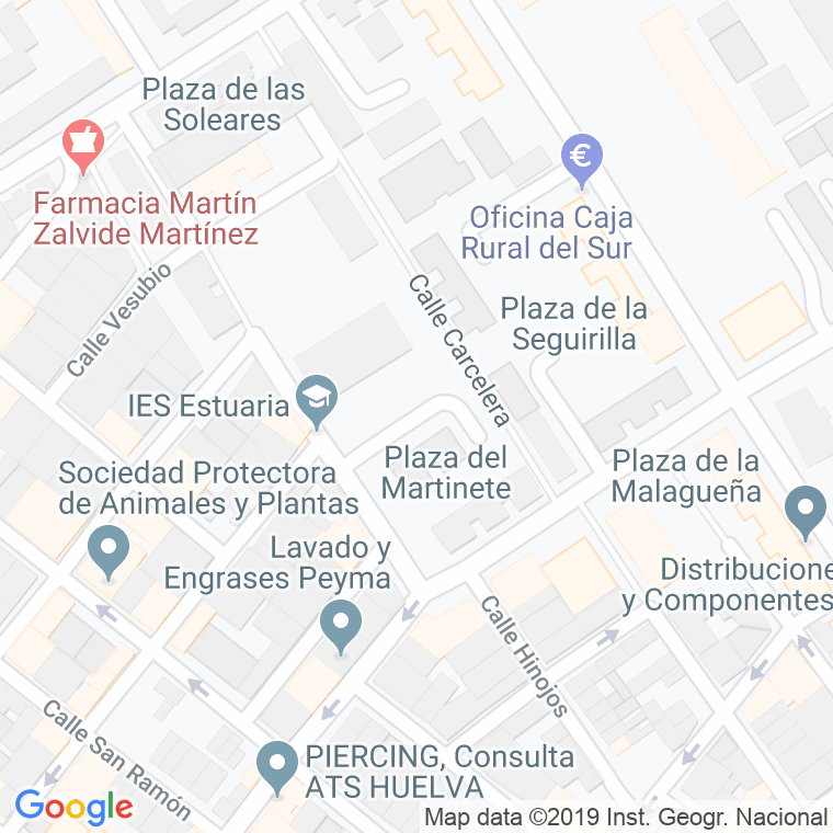 Código Postal calle Martinete, plaza en Huelva