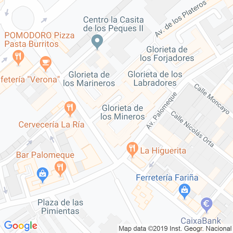 Código Postal calle Mineros, glorieta en Huelva