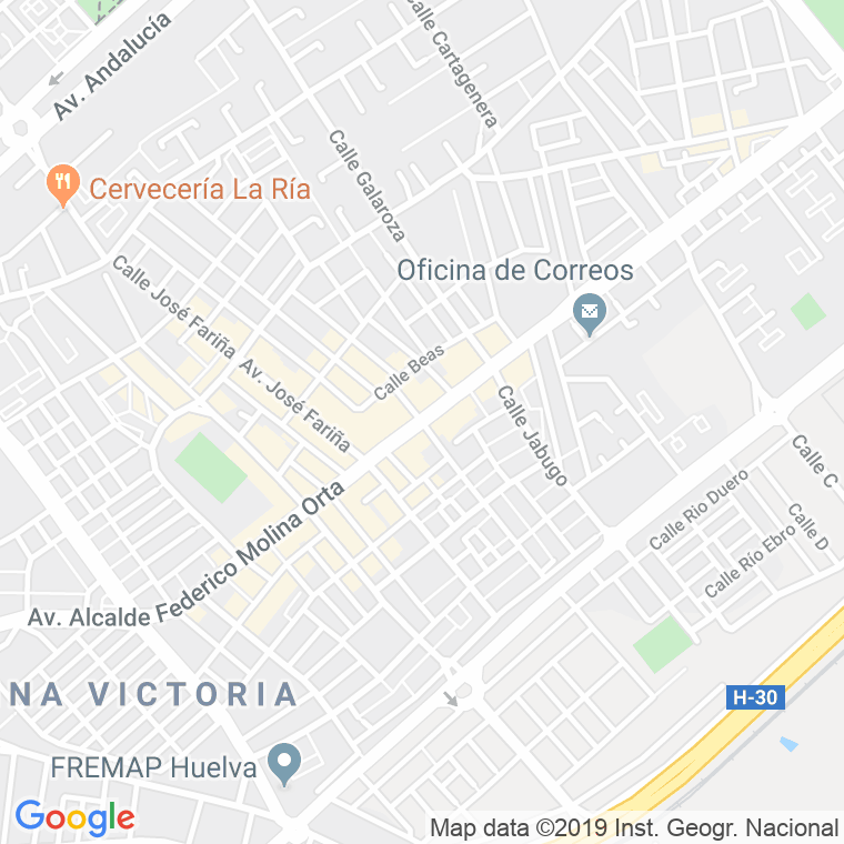 Código Postal calle Alcalde Federico Molina, avenida (Pares Del 2 Al Final) en Huelva