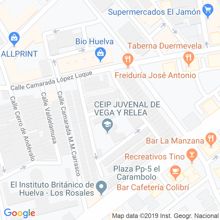 Código Postal calle Montiel Pichardo en Huelva
