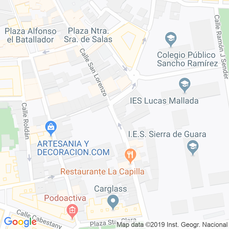 Código Postal calle San Lorenzo, plaza (Impares Del 1 Al Final)  (Pares Del 2 Al Final) en Huesca