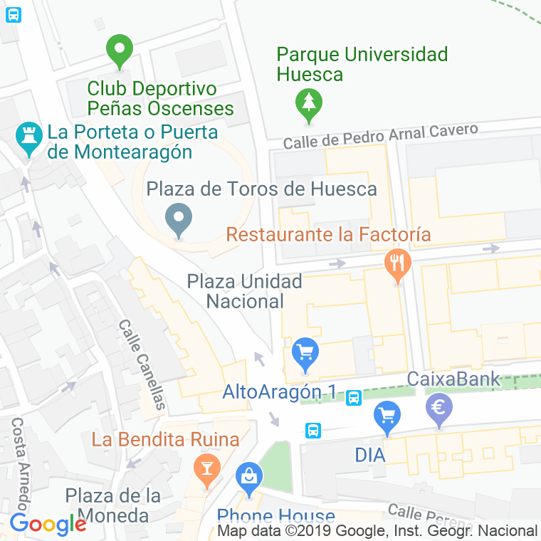 Código Postal calle Unidad Nacional, plaza en Huesca