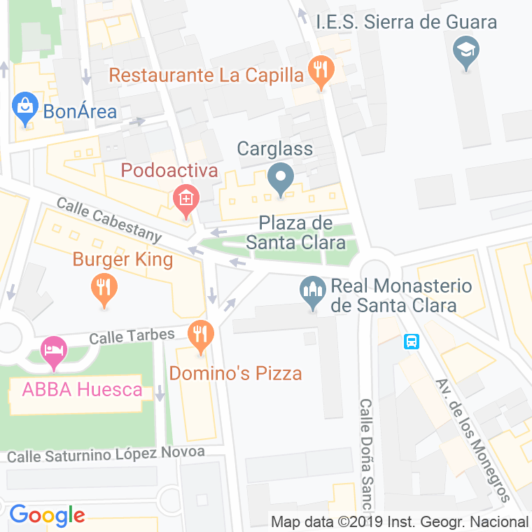 Código Postal calle Santa Clara, plaza (Impares Del 5 Al Final)  (Pares Del 6 Al Final) en Huesca