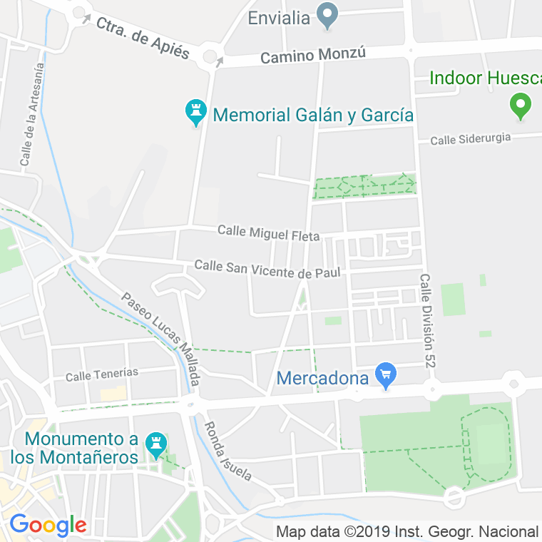 Código Postal calle San Vicente De Paul   (Impares Del 1 Al Final)  (Pares Del 2 Al Final) en Huesca