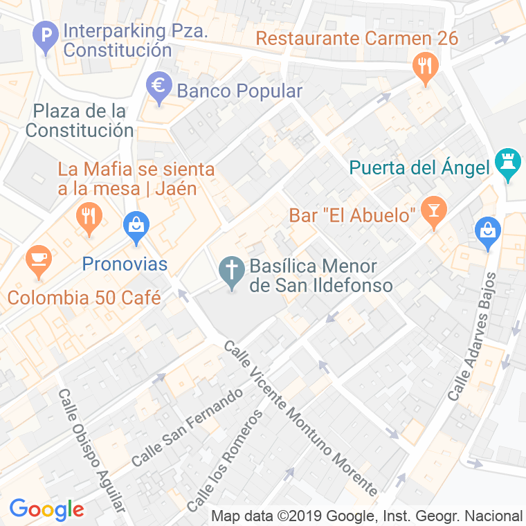 Código Postal calle Reja De La Capilla en Jaén