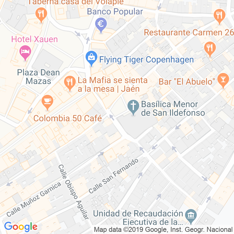 Código Postal calle San Ildefonso, plaza en Jaén