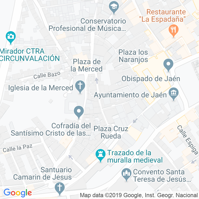 Código Postal calle Merced Baja en Jaén
