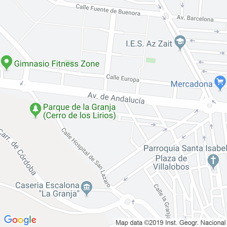Código Postal calle Cerro De Los Lirios en Jaén