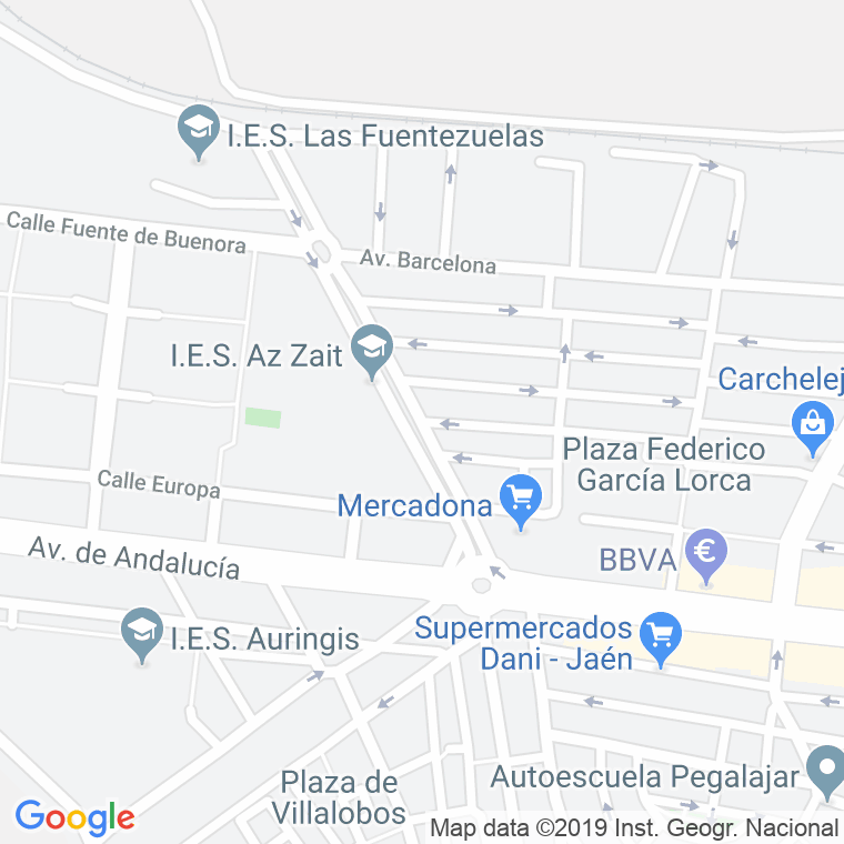 Código Postal calle Agustin Rodenas en Jaén