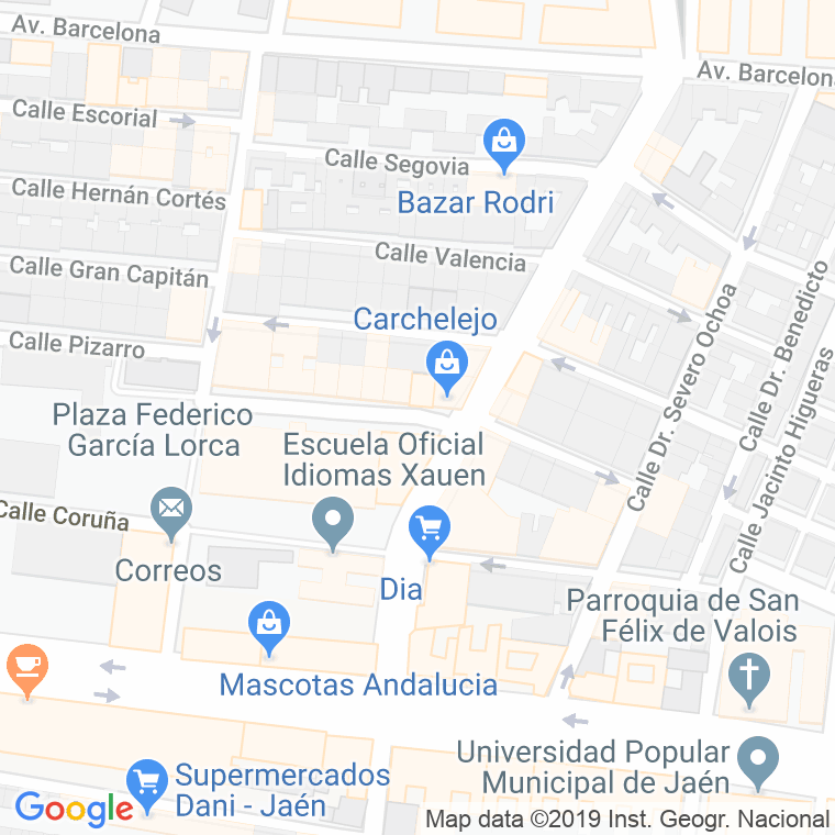 Código Postal calle Alicante en Jaén