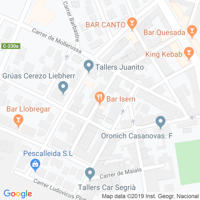 Código Postal calle Isern en Lleida