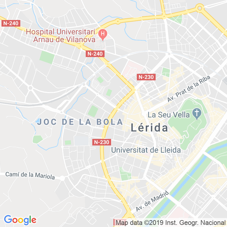 Código Postal calle Ronda, De, gran Passeig (Impares Del 47 Al 133)  (Pares Del 52 Al 120) en Lleida