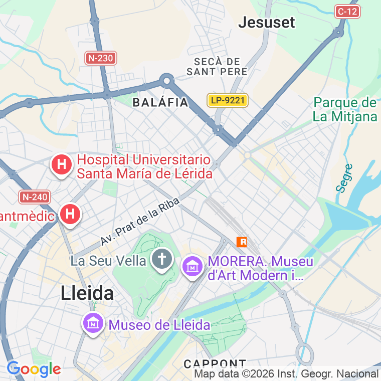 Código postal de Prat de la Riba   (impares del 27 al 51)  (pares del 36 al 54) en Lleida