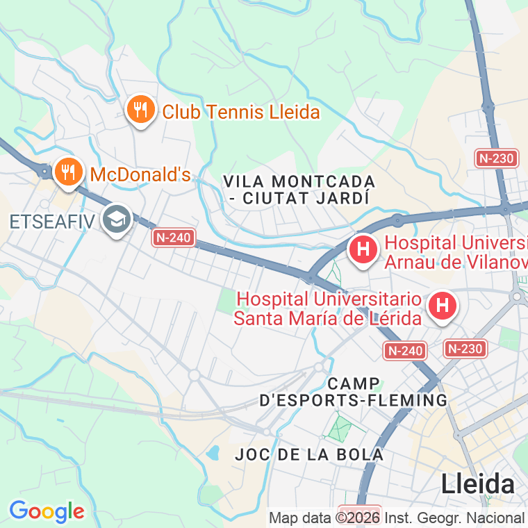 Código postal de Rovira Roure   (impares del 1 al 43)  (pares del 2 al 42) en Lleida